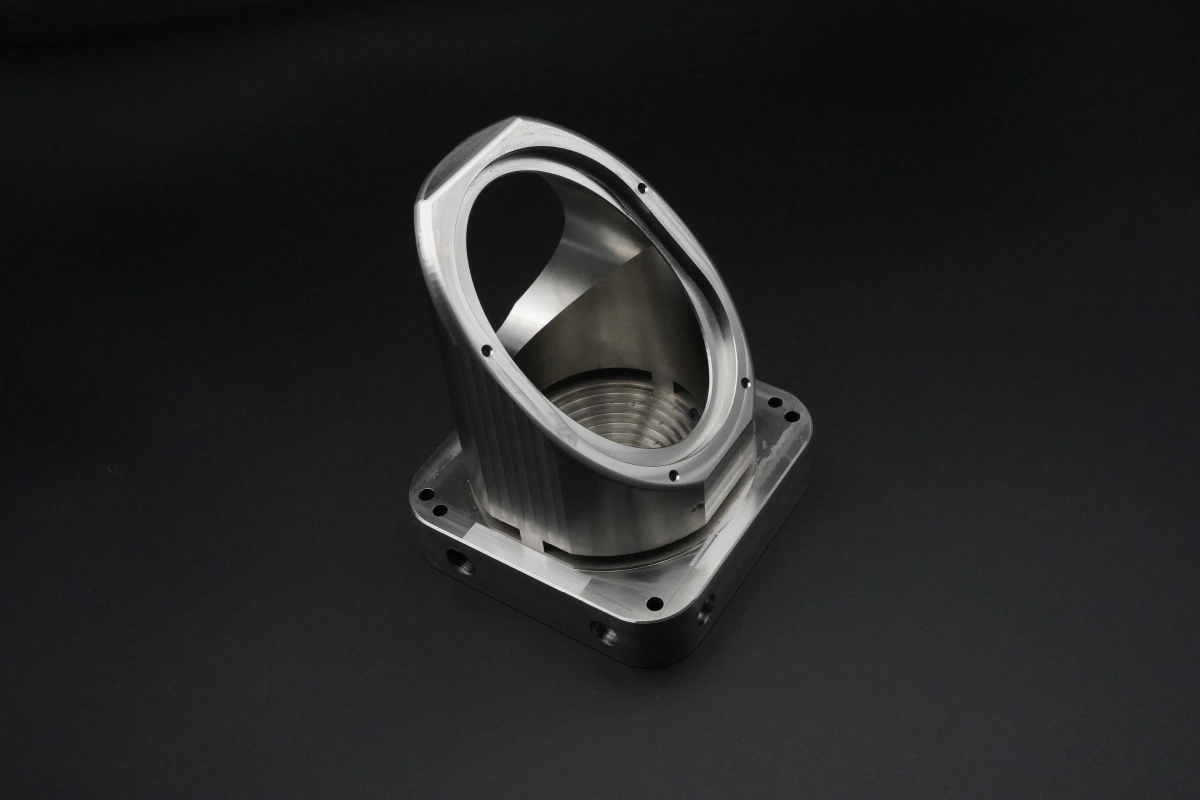 5-axis machined 316L stainless steel robotic joint with anodizing
