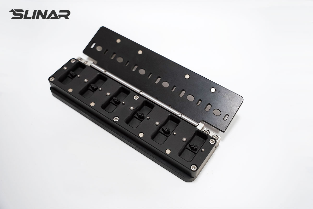 6061 aluminum 6-slot fixture fastening component with black anodizing for 3C assembly