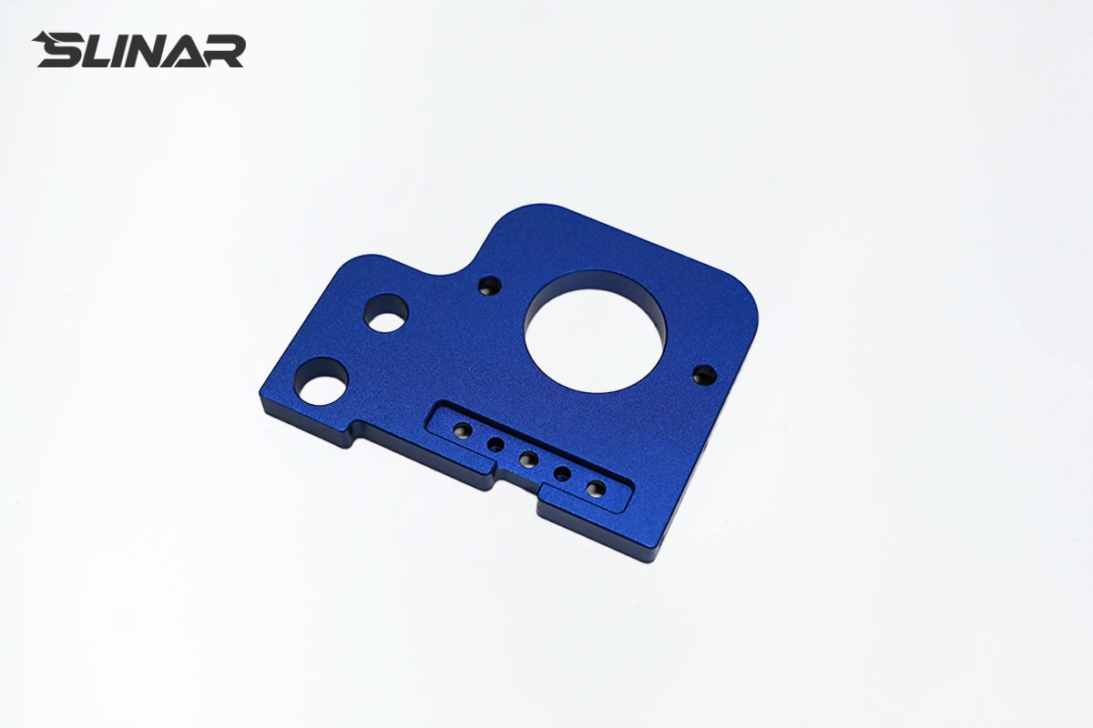 6061 aluminum adapter mounting plate with blue anodized finish and full-radius edges