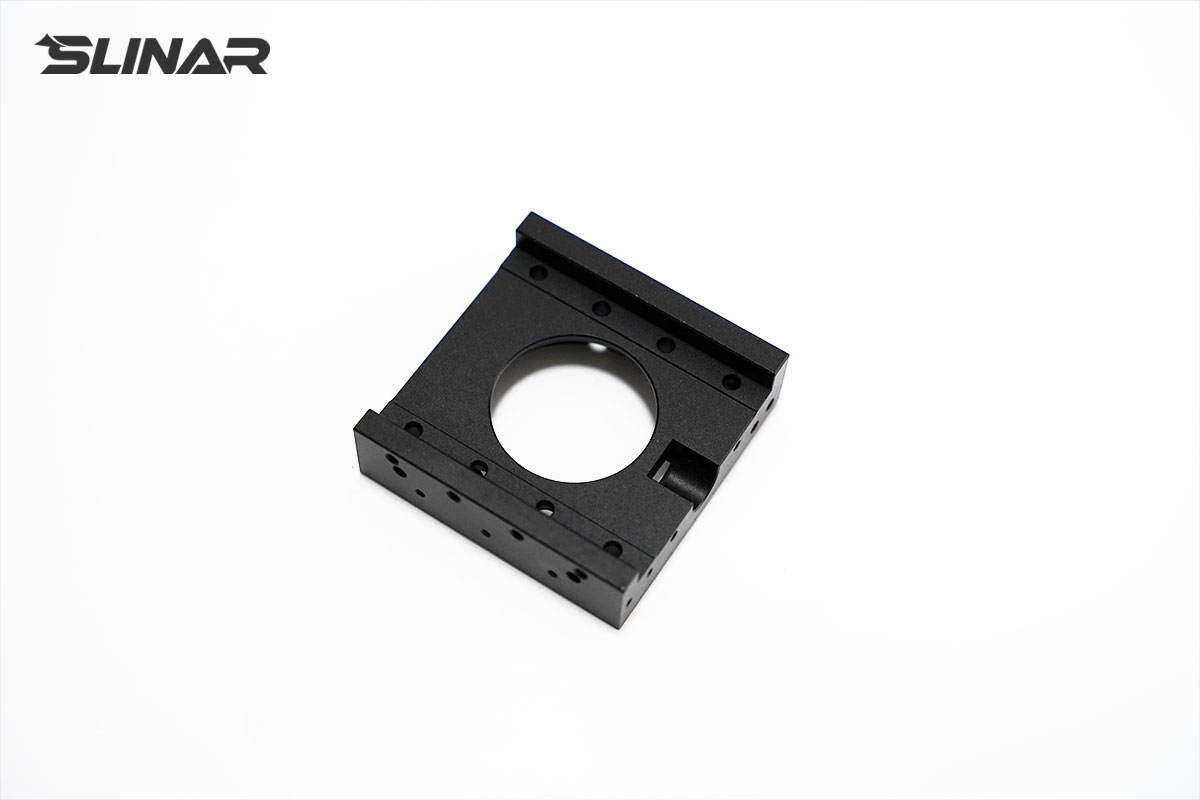 6061 aluminum automation slider component with black anodized finish