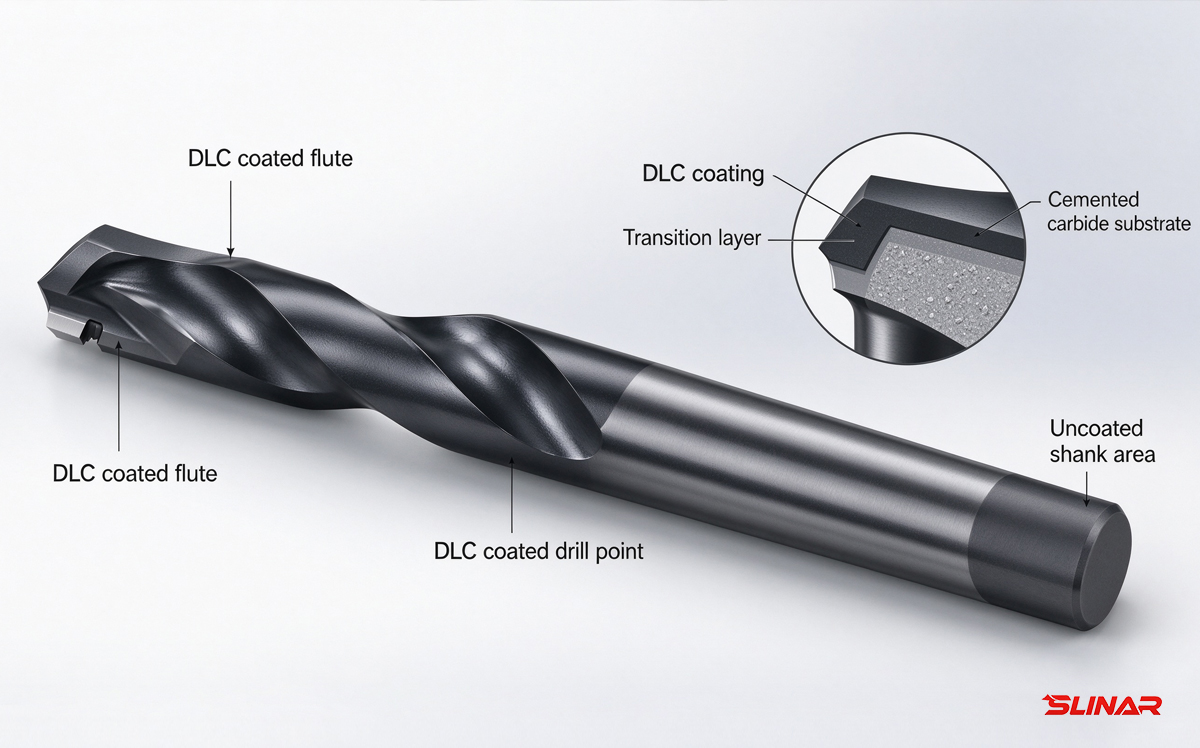 DLC coating provides a low-friction barrier against PEEK adhesion